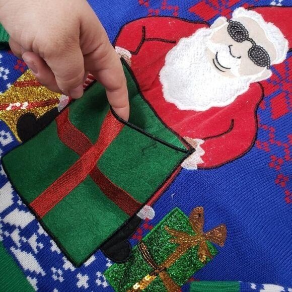 Santa Claus Ugly Christmas Sweater XL By Jolly Sweaters with pocket for drink - Picture 4 of 6